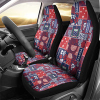 Red Samoa Manuia Le Kerisimasi Car Seat Cover Pacific Patchwork Xmas Vibes - Polynesian Pride