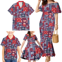Red Samoa Manuia Le Kerisimasi Family Matching Mermaid Dress and Hawaiian Shirt Pacific Patchwork Xmas Vibes - Polynesian Pride