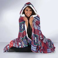 Red Samoa Manuia Le Kerisimasi Hooded Blanket Pacific Patchwork Xmas Vibes - Polynesian Pride
