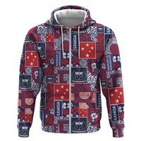 Red Samoa Manuia Le Kerisimasi Hoodie Pacific Patchwork Xmas Vibes - Polynesian Pride