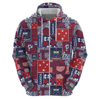 Red Samoa Manuia Le Kerisimasi Hoodie Pacific Patchwork Xmas Vibes - Polynesian Pride