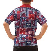 Red Samoa Manuia Le Kerisimasi Kid Hawaiian Shirt Pacific Patchwork Xmas Vibes - Polynesian Pride