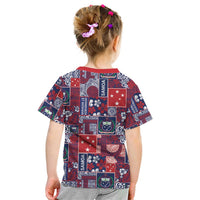 Red Samoa Manuia Le Kerisimasi Kid T Shirt Pacific Patchwork Xmas Vibes LT9 - Polynesian Pride