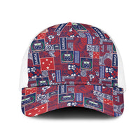Red Samoa Manuia Le Kerisimasi Mesh Trucker Cap Pacific Patchwork Xmas Vibes - Polynesian Pride