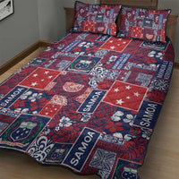 Red Samoa Manuia Le Kerisimasi Quilt Bed Set Pacific Patchwork Xmas Vibes - Polynesian Pride