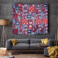 Red Samoa Manuia Le Kerisimasi Tapestry Pacific Patchwork Xmas Vibes - Polynesian Pride