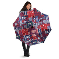 Red Samoa Manuia Le Kerisimasi Umbrella Pacific Patchwork Xmas Vibes - Polynesian Pride