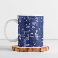 Blue Samoa Manuia Le Kerisimasi Ceramic Mug Pacific Patchwork Xmas Vibes - Polynesian Pride