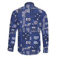 Blue Samoa Manuia Le Kerisimasi Family Matching Long Sleeve Bodycon Dress and Hawaiian Shirt Pacific Patchwork Xmas Vibes LT9 - Polynesian Pride