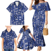 Blue Samoa Manuia Le Kerisimasi Family Matching Mermaid Dress and Hawaiian Shirt Pacific Patchwork Xmas Vibes - Polynesian Pride
