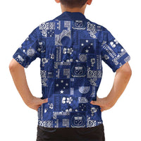 Blue Samoa Manuia Le Kerisimasi Family Matching Off Shoulder Maxi Dress and Hawaiian Shirt Pacific Patchwork Xmas Vibes LT9 - Polynesian Pride