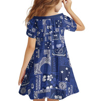 Blue Samoa Manuia Le Kerisimasi Family Matching Off Shoulder Maxi Dress and Hawaiian Shirt Pacific Patchwork Xmas Vibes LT9 - Polynesian Pride