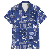 Blue Samoa Manuia Le Kerisimasi Family Matching Summer Maxi Dress and Hawaiian Shirt Pacific Patchwork Xmas Vibes LT9 Dad's Shirt - Short Sleeve Blue - Polynesian Pride