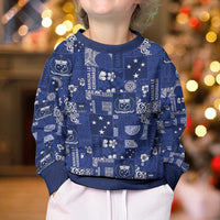 Blue Samoa Manuia Le Kerisimasi Kid Ugly Christmas Sweater Pacific Patchwork Xmas Vibes - Polynesian Pride