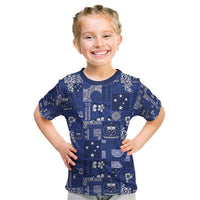 Blue Samoa Manuia Le Kerisimasi Kid T Shirt Pacific Patchwork Xmas Vibes - Polynesian Pride