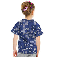 Blue Samoa Manuia Le Kerisimasi Kid T Shirt Pacific Patchwork Xmas Vibes LT9 - Polynesian Pride