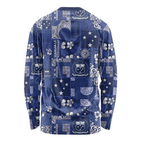 Blue Samoa Manuia Le Kerisimasi Long Sleeve Shirt Pacific Patchwork Xmas Vibes - Polynesian Pride