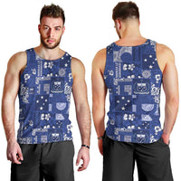 Blue Samoa Manuia Le Kerisimasi Men Tank Top Pacific Patchwork Xmas Vibes - Polynesian Pride