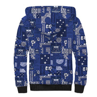 Blue Samoa Manuia Le Kerisimasi Sherpa Hoodie Pacific Patchwork Xmas Vibes - Polynesian Pride