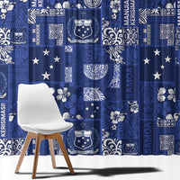 Blue Samoa Manuia Le Kerisimasi Window Curtain Pacific Patchwork Xmas Vibes - Polynesian Pride