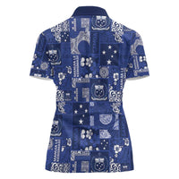 Blue Samoa Manuia Le Kerisimasi Women Polo Shirt Pacific Patchwork Xmas Vibes LT9 - Polynesian Pride