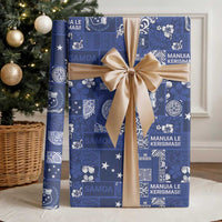 Blue Samoa Manuia Le Kerisimasi Wrapping Paper Pacific Patchwork Xmas Vibes - Polynesian Pride