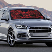 Dark Samoa Manuia Le Kerisimasi Auto Sun Shade Pacific Patchwork Xmas Vibes - Polynesian Pride