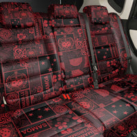 Dark Samoa Manuia Le Kerisimasi Back Car Seat Cover Pacific Patchwork Xmas Vibes - Polynesian Pride