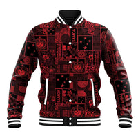 Dark Samoa Manuia Le Kerisimasi Baseball Jacket Pacific Patchwork Xmas Vibes - Polynesian Pride