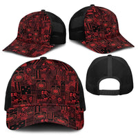 Dark Samoa Manuia Le Kerisimasi Baseball Net Cap Pacific Patchwork Xmas Vibes - Polynesian Pride
