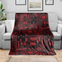 Dark Samoa Manuia Le Kerisimasi Blanket Pacific Patchwork Xmas Vibes - Polynesian Pride