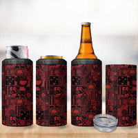 Dark Samoa Manuia Le Kerisimasi 4 in 1 Can Cooler Tumbler Pacific Patchwork Xmas Vibes LT9 - Polynesian Pride