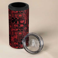 Dark Samoa Manuia Le Kerisimasi 4 in 1 Can Cooler Tumbler Pacific Patchwork Xmas Vibes LT9 - Polynesian Pride