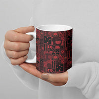 Dark Samoa Manuia Le Kerisimasi Ceramic Mug Pacific Patchwork Xmas Vibes - Polynesian Pride