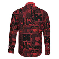 Dark Samoa Manuia Le Kerisimasi Family Matching Off Shoulder Short Dress and Hawaiian Shirt Pacific Patchwork Xmas Vibes LT9 - Polynesian Pride