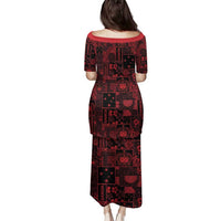 Dark Samoa Manuia Le Kerisimasi Family Matching Puletasi and Hawaiian Shirt Pacific Patchwork Xmas Vibes - Polynesian Pride