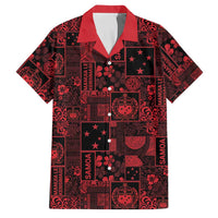 Dark Samoa Manuia Le Kerisimasi Family Matching Tank Maxi Dress and Hawaiian Shirt Pacific Patchwork Xmas Vibes LT9 Dad's Shirt - Short Sleeve Red - Polynesian Pride