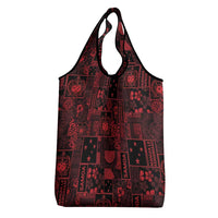 Dark Samoa Manuia Le Kerisimasi Grocery Bag Pacific Patchwork Xmas Vibes - Polynesian Pride