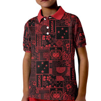 Dark Samoa Manuia Le Kerisimasi Kid Polo Shirt Pacific Patchwork Xmas Vibes - Polynesian Pride