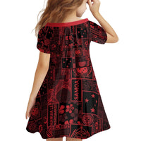 Dark Samoa Manuia Le Kerisimasi Kid Short Sleeve Dress Pacific Patchwork Xmas Vibes LT9 - Polynesian Pride