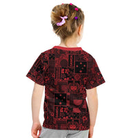 Dark Samoa Manuia Le Kerisimasi Kid T Shirt Pacific Patchwork Xmas Vibes LT9 - Polynesian Pride