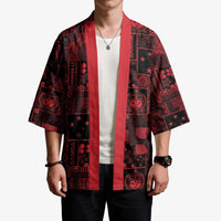 Dark Samoa Manuia Le Kerisimasi Kimono Pacific Patchwork Xmas Vibes - Polynesian Pride