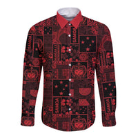 Dark Samoa Manuia Le Kerisimasi Long Sleeve Button Shirt Pacific Patchwork Xmas Vibes - Polynesian Pride