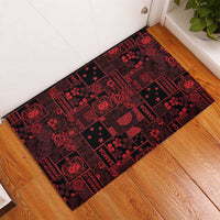 Dark Samoa Manuia Le Kerisimasi Rubber Doormat Pacific Patchwork Xmas Vibes - Polynesian Pride