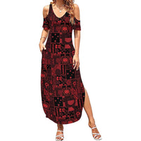 Dark Samoa Manuia Le Kerisimasi Summer Maxi Dress Pacific Patchwork Xmas Vibes - Polynesian Pride