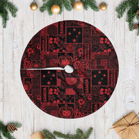 Dark Samoa Manuia Le Kerisimasi Tree Skirt Pacific Patchwork Xmas Vibes - Polynesian Pride