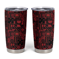 Dark Samoa Manuia Le Kerisimasi Tumbler Cup Pacific Patchwork Xmas Vibes - Polynesian Pride
