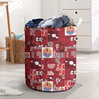 Tahiti Oaoa I Teie Noera Laundry Basket Pacific Patchwork Xmas Vibes LT9 Red - Polynesian Pride