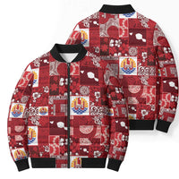 Tahiti Oaoa I Teie Noera Bomber Puffer Jacket Pacific Patchwork Xmas Vibes - Polynesian Pride