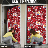 Tahiti Oaoa I Teie Noera Door Cover Pacific Patchwork Xmas Vibes - Polynesian Pride